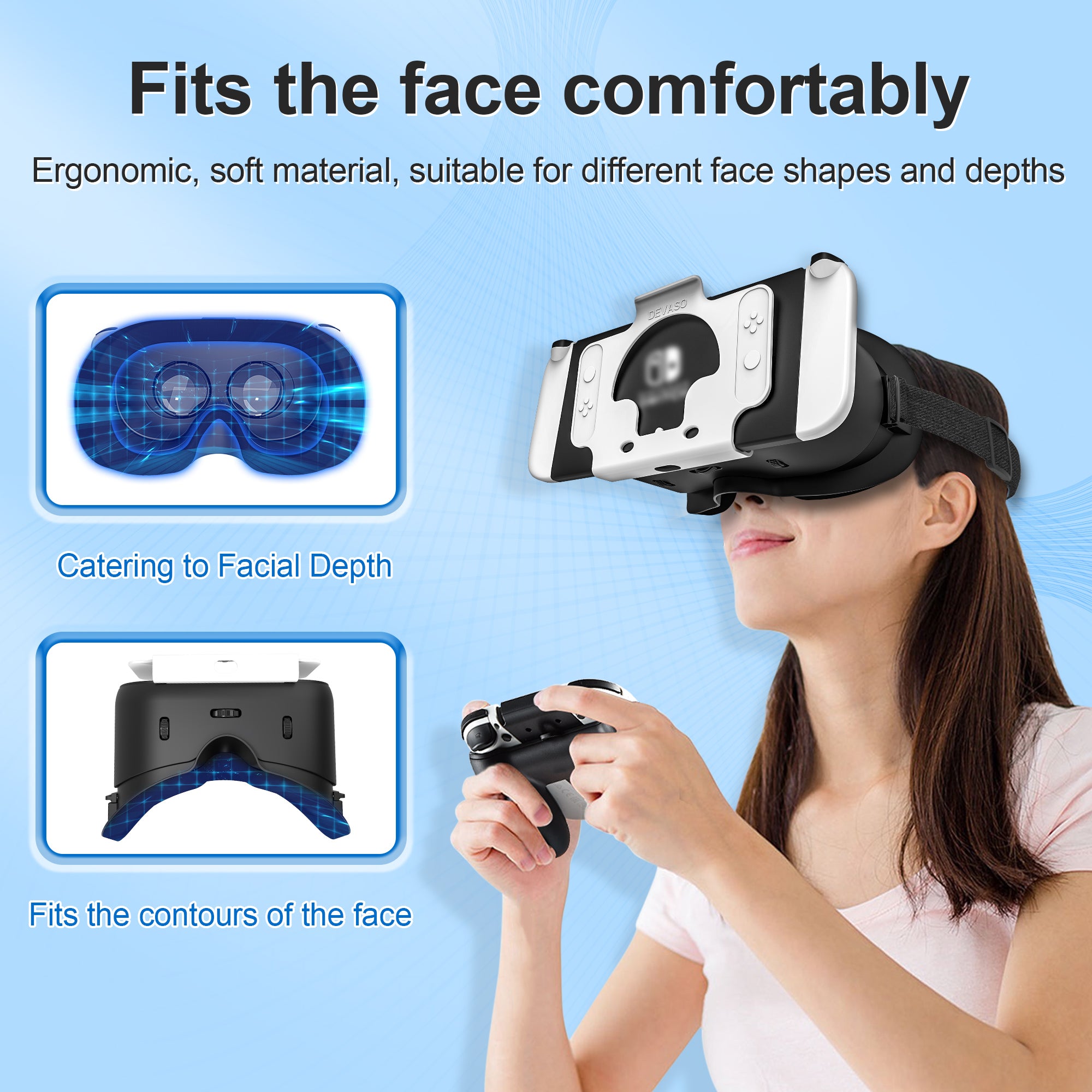 Náhlavní souprava DEVASO VR pro herní konzoli Nintendo Switch Odvod tepla Plastová čelenka Brýle VR černá/bílá Náhlavní souprava DEVASO VR pro herní konzoli Nintendo Switch Odvod tepla Plastová čelenka Brýle VR černá/bílá